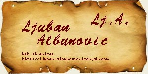 Ljuban Albunović vizit kartica